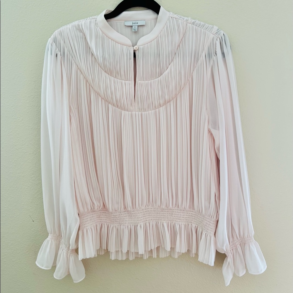Joie chiffon long sleeve top in pretty blush pink color